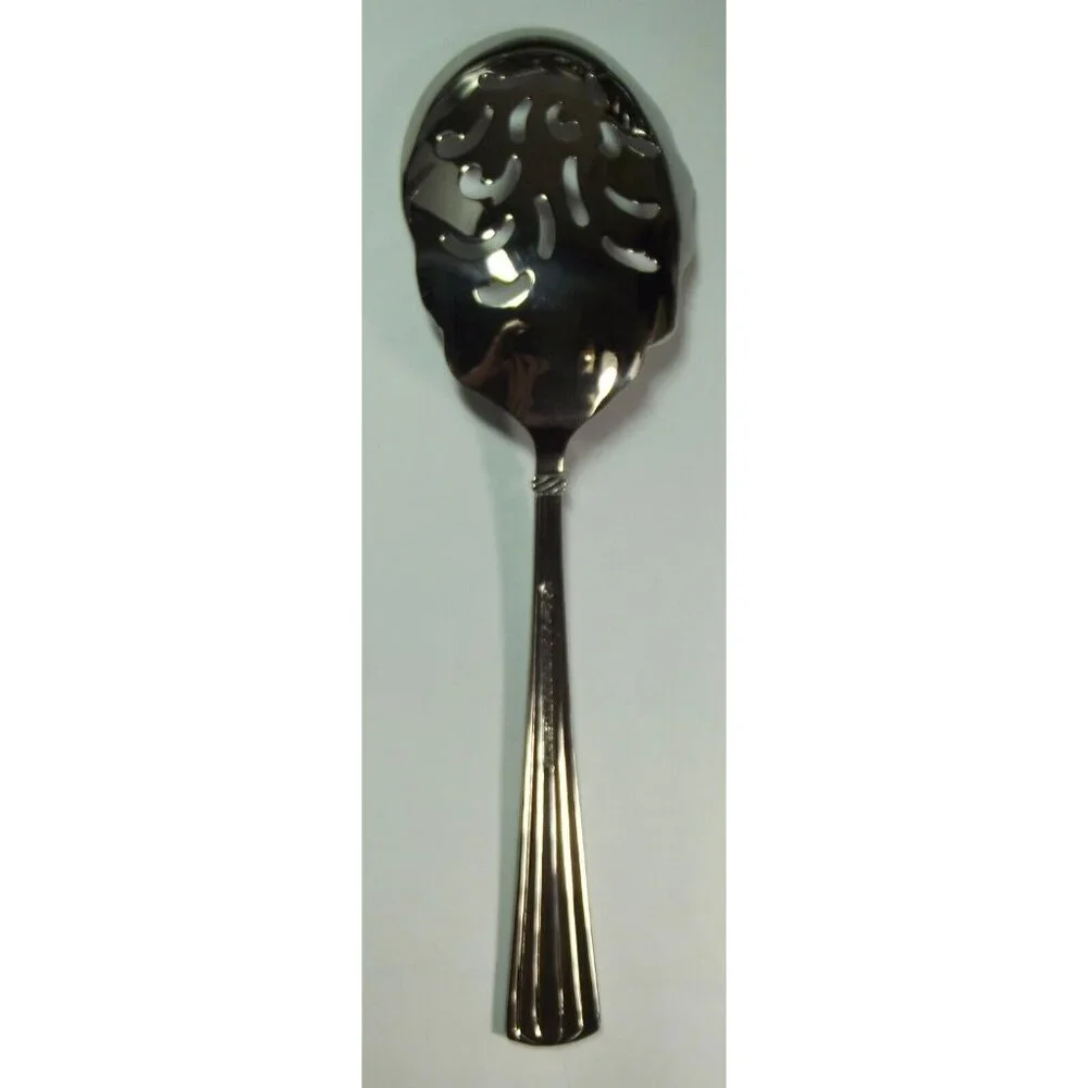 Reed & Barton Solid Macaroni Server Spoon TRINITY HALL 18/10 stainless slotted